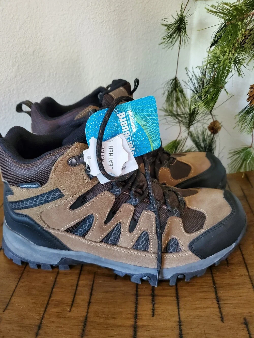 NWT Eddie Bauer Men Ridgeline Brown Waterproof Leather Hiking Boots